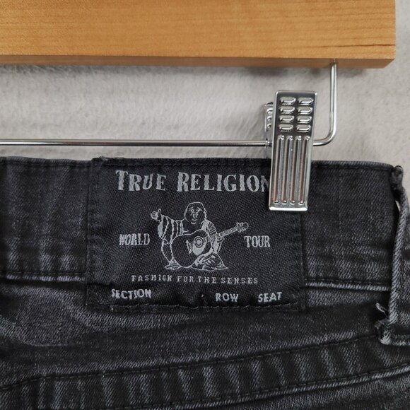 True Religion Jeans Mens 28 Black Rocco Relaxed Skinny Leg Flap Pocket Denim - Picture 9 of 13
